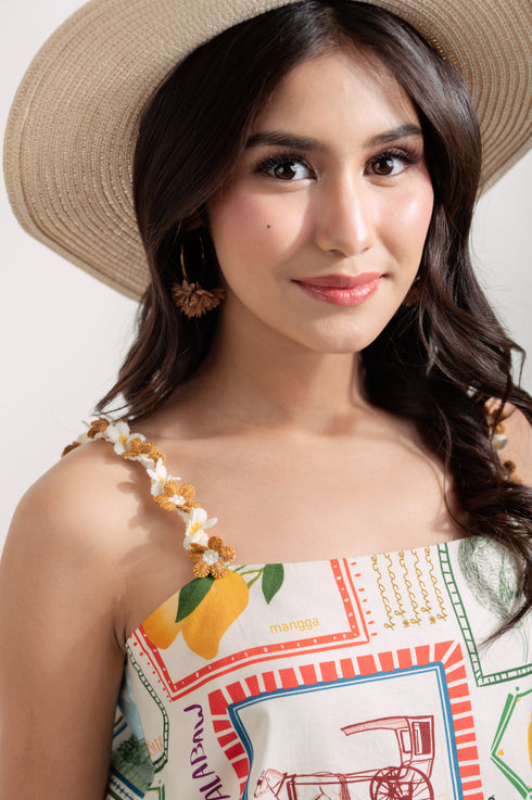 EMGEE by Get Spotted: Shona Mini Dress in Pamana Postmark Fabric